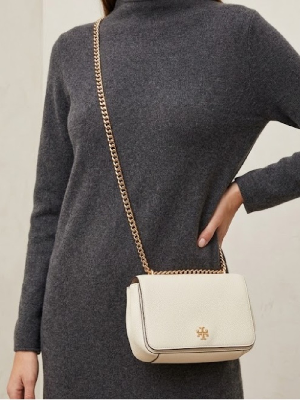 Tory Burch Cream Leather Chain Crossbody Bag